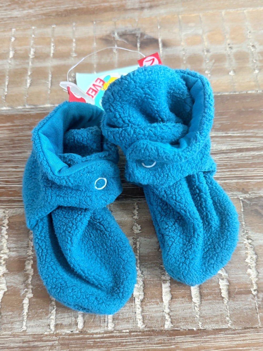 NWT Zutano Fleece booties teal pagoda 18m